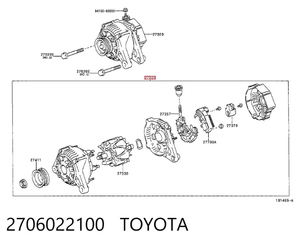 Alternador 2706022100 Toyota