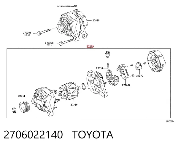 Alternador 2706022140 Toyota