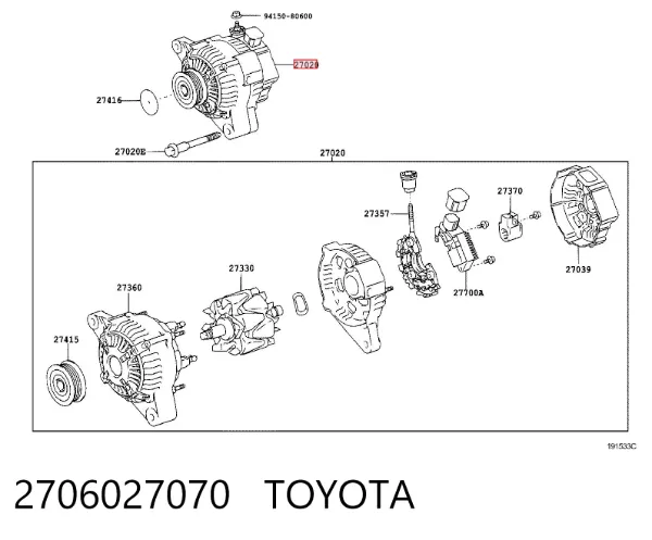 Alternador 2706027070 Toyota