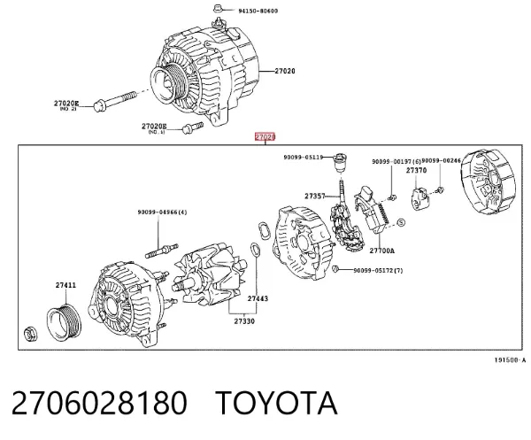 Alternador 2706028180 Toyota