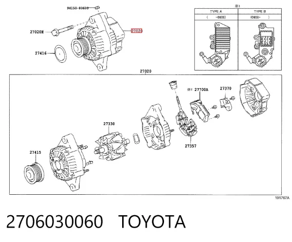 Alternador 2706030060 Toyota