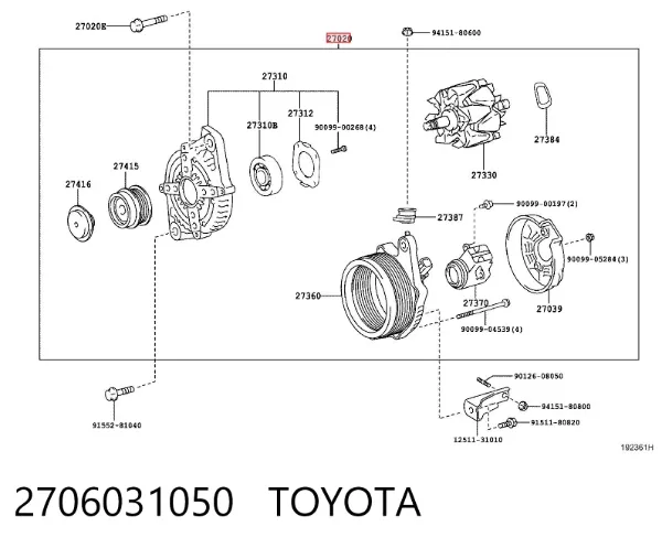 Alternador 2706031050 Toyota