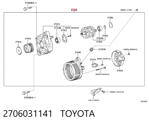 Alternador 2706031141 Toyota