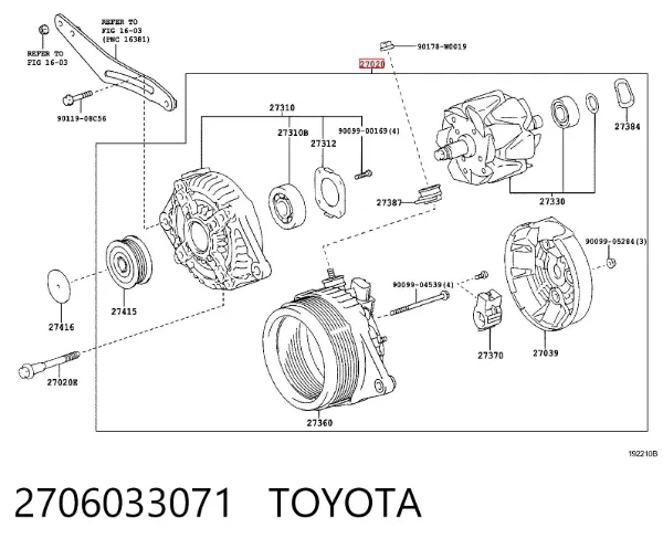 Alternador 2706033071 Toyota