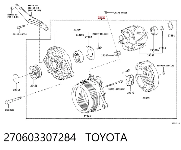 Alternador 270603307284 Toyota