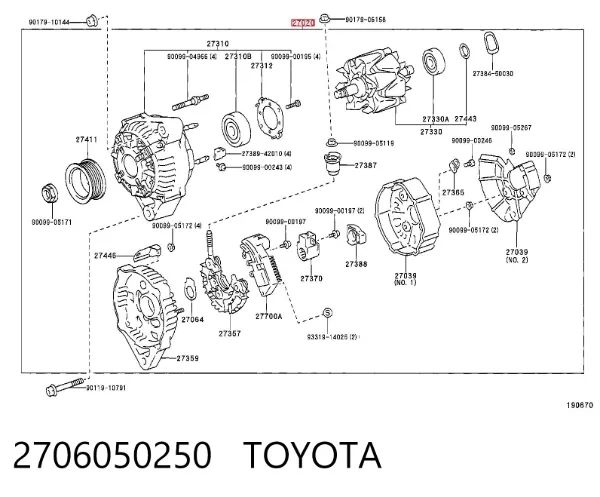 Alternador 2706050250 Toyota