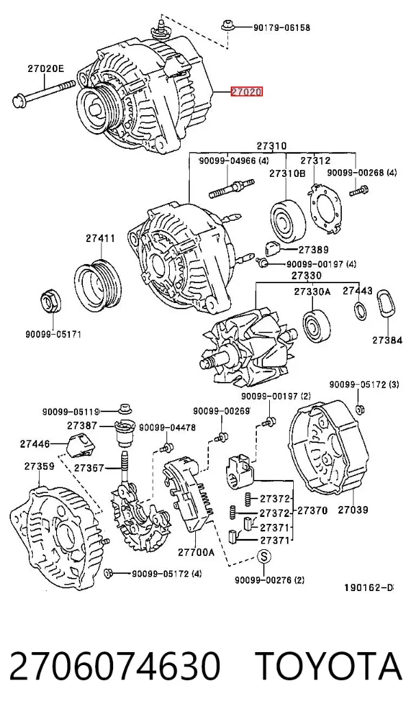 Alternador 2706074630 Toyota