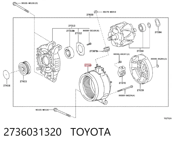 Estátor del alternador 2736031320 Toyota