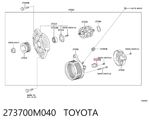 Escobillas alternador 273700M040 Toyota