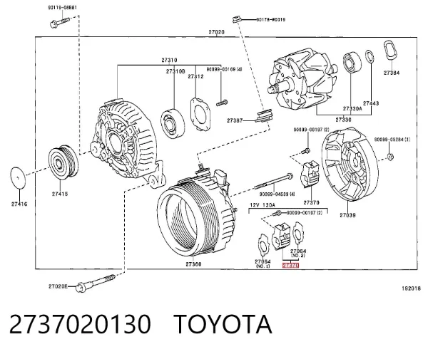 Portaescobillas de alternador 2737020130 Toyota