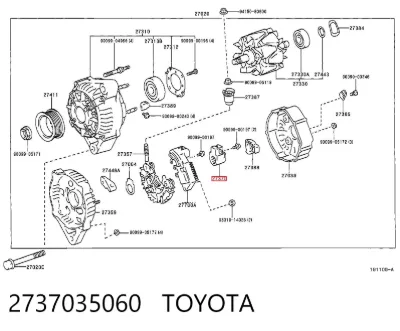 Portaescobillas de alternador TOYOTA 2737035060