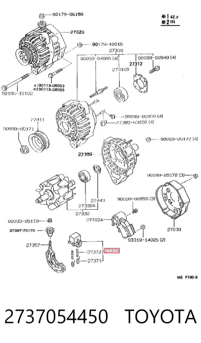 Portaescobillas de alternador TOYOTA 2737054450
