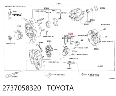 Portaescobillas de alternador TOYOTA 2737058320