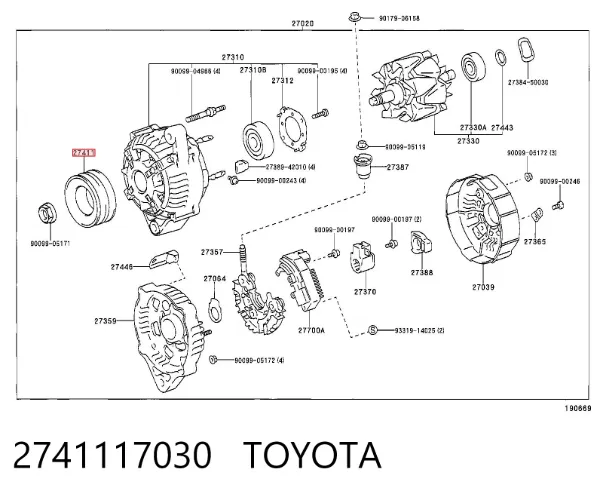 Polea alternador 2741117030 Toyota
