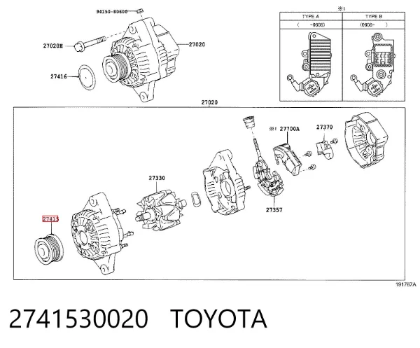 Polea alternador 2741530020 Toyota