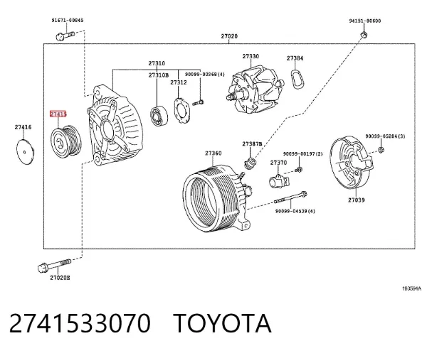 Polea alternador 2741533070 Toyota