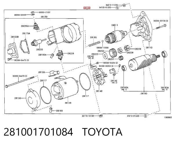 Motor de arranque 281001701084 Toyota