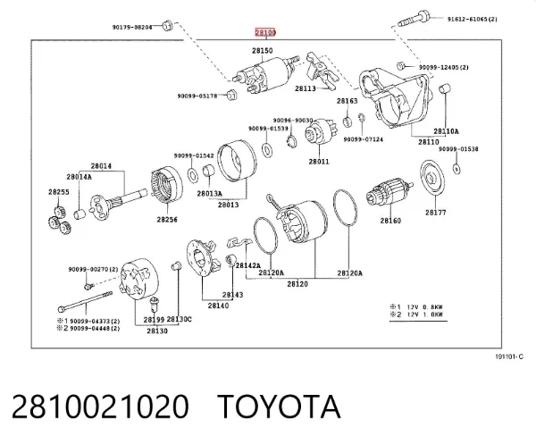 Motor de arranque 2810021020 Toyota
