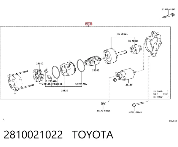 Motor de arranque 2810021022 Toyota