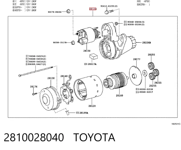Motor de arranque 2810028040 Toyota