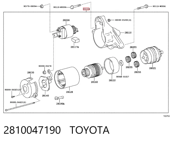 Motor de arranque 2810047190 Toyota