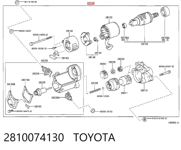 Motor de arranque 2810074130 Toyota