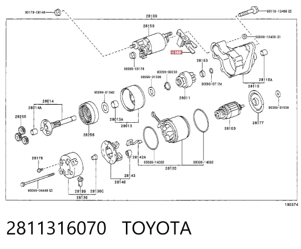 Horquilla de arranque 2811316070 Toyota