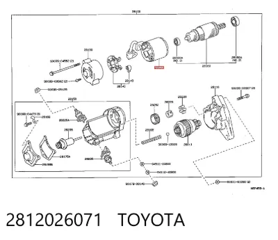 Bobinado del estator del motor de arranque TOYOTA 2812026071