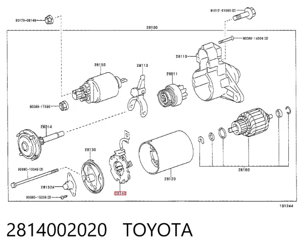 Portaescobillas motor de arranque 2814002020 Toyota