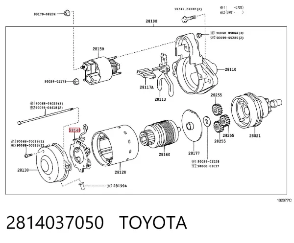 Portaescobillas motor de arranque 2814037050 Toyota