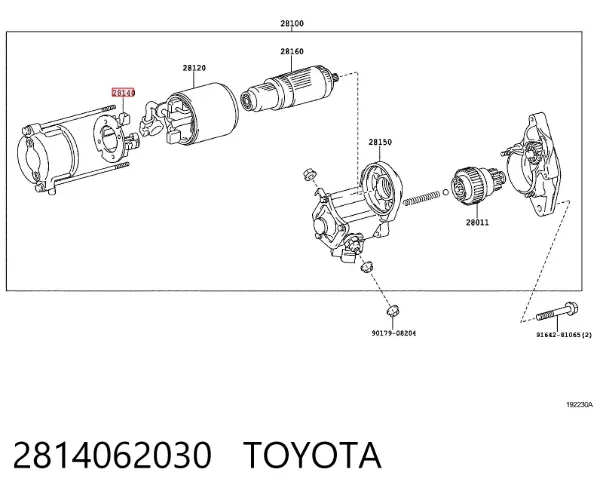 Portaescobillas motor de arranque 2814062030 Toyota