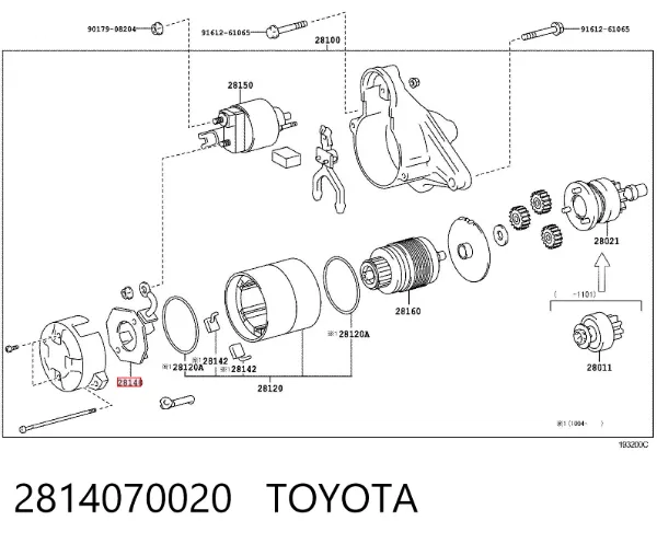 Portaescobillas motor de arranque 2814070020 Toyota