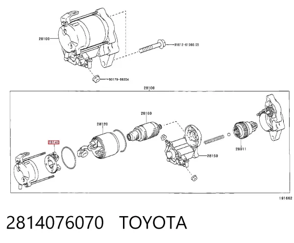 Portaescobillas motor de arranque 2814076070 Toyota
