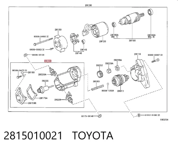 Solenoide de arranque 2815010021 Toyota