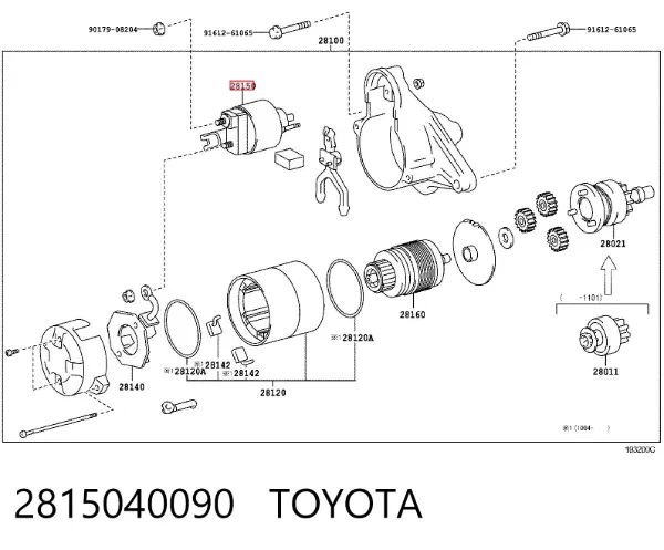 Solenoide de arranque 2815040090 Toyota