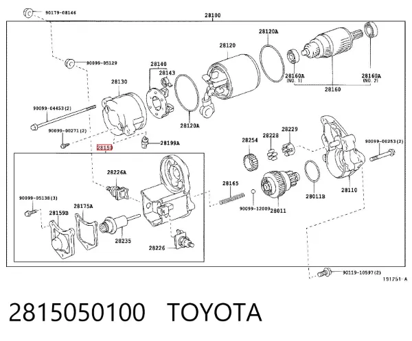 Solenoide de arranque 2815050100 Toyota