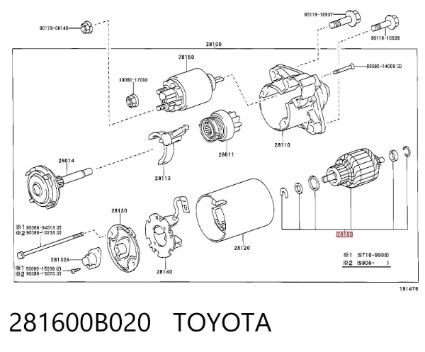 Inducido del motor de arranque 281600B020 Toyota