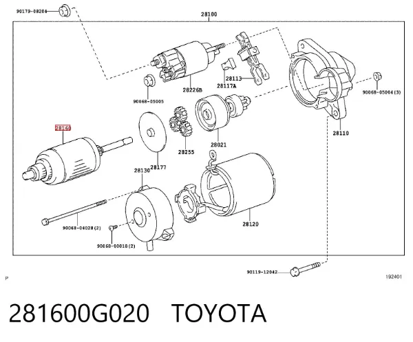 Inducido del motor de arranque 281600G020 Toyota