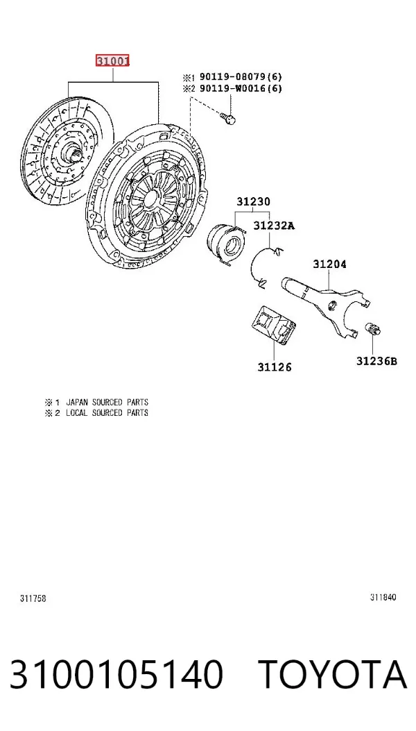 Embrague 3100105140 Toyota