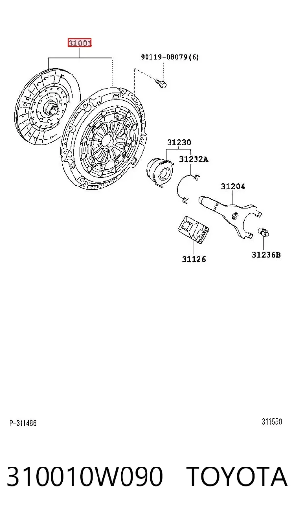 Embrague 310010W090 Toyota
