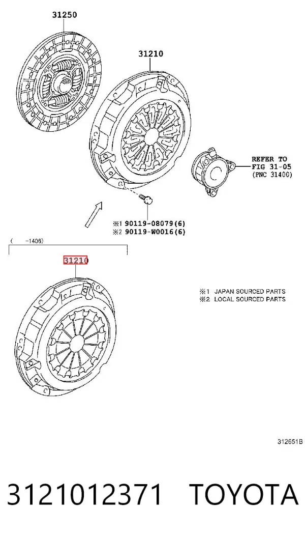 Embrague 3121012371 Toyota