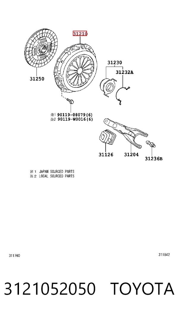Plato de presión de embrague CT066 Aisin