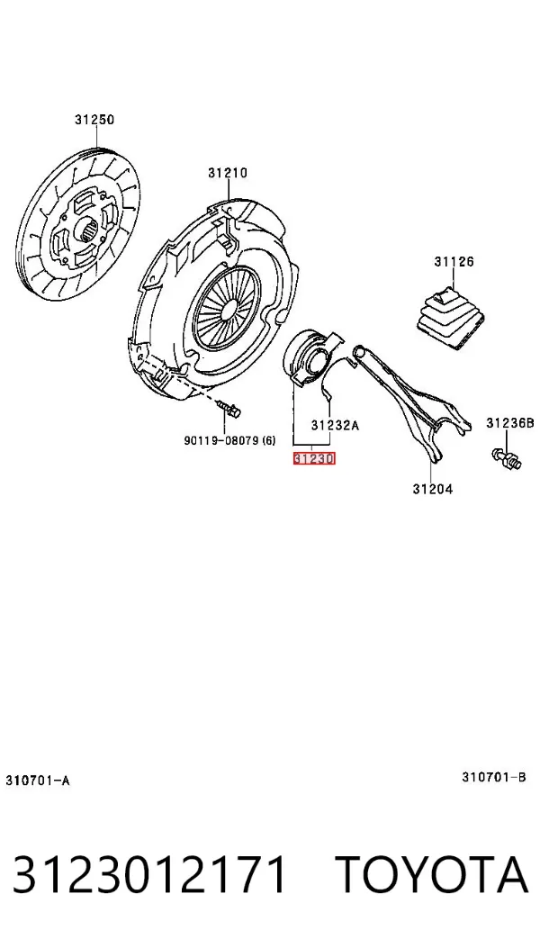 Cojinete de embrague 3123012171 Toyota
