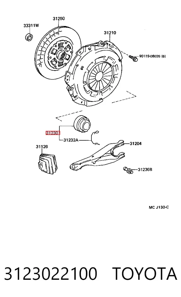 Cojinete de embrague 3123022100 Toyota