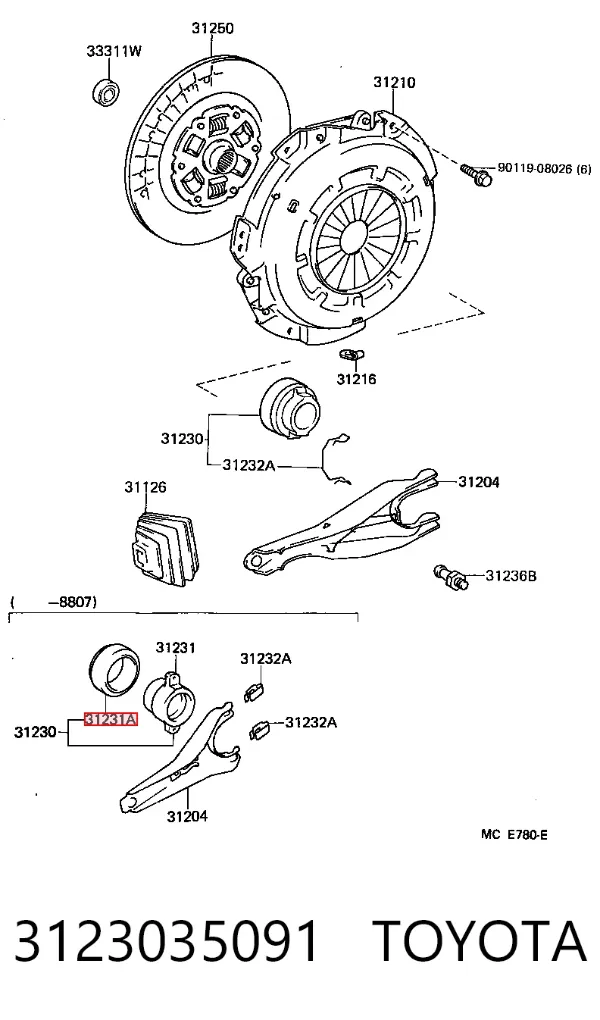 Cojinete de embrague 3123035091 Toyota