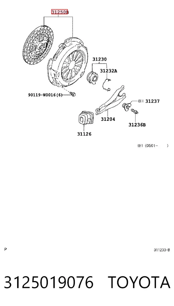 Embrague 3125019076 Toyota