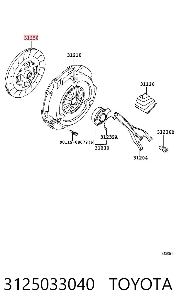 Disco de embrague 3125033040 Toyota