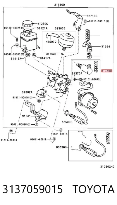 Válvula de control hidráulico del embrague TOYOTA 3137059015