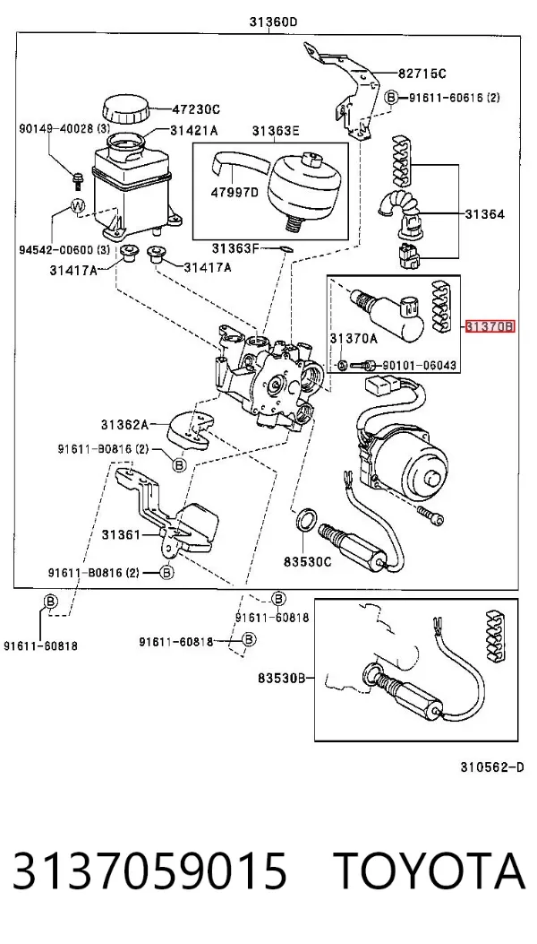 Válvula de control hidráulico del embrague 3137059015 Toyota