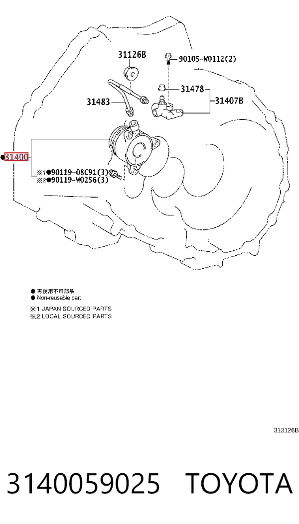 Desembrague central, embrague 3140059025 Toyota